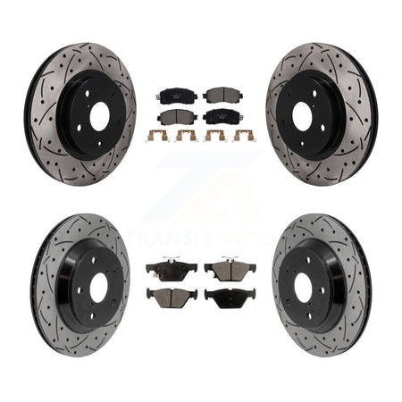 Front Rear Coated Drilled Slotted Disc Brake Rotors & Ceramic Pad Kit For Subaru Forester KDT-101919