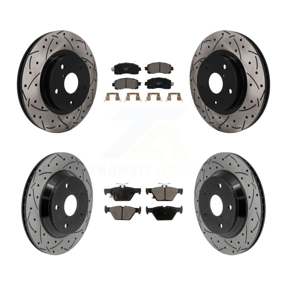 Front Rear Coated Drilled Slotted Disc Brake Rotors & Ceramic Pad Kit For Subaru Forester KDT-101919