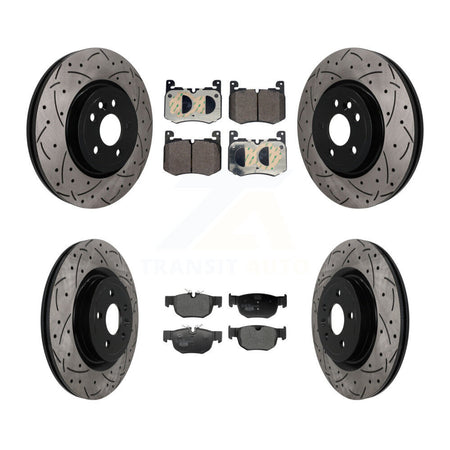 Front Rear Coated Drilled Slotted Disc Brake Rotors And Ceramic Pad Kit For Jaguar F-Pace KDT-101920