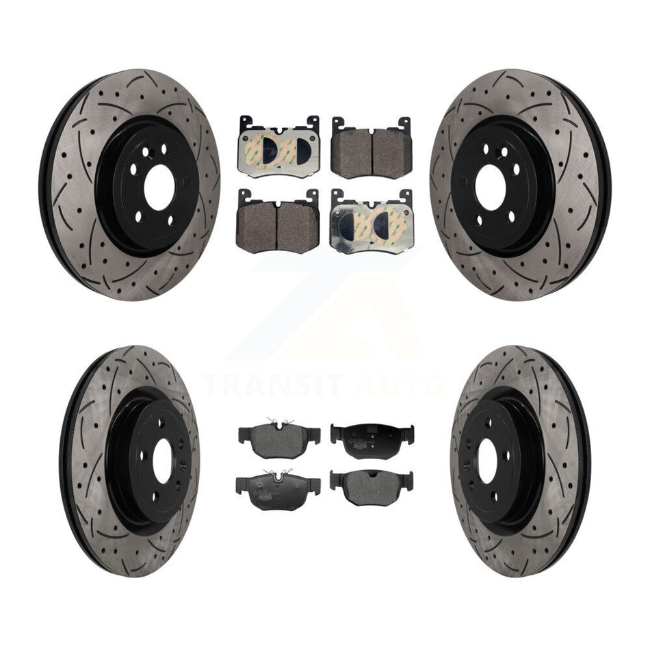 Front Rear Coated Drilled Slotted Disc Brake Rotors And Ceramic Pad Kit For Jaguar F-Pace KDT-101920