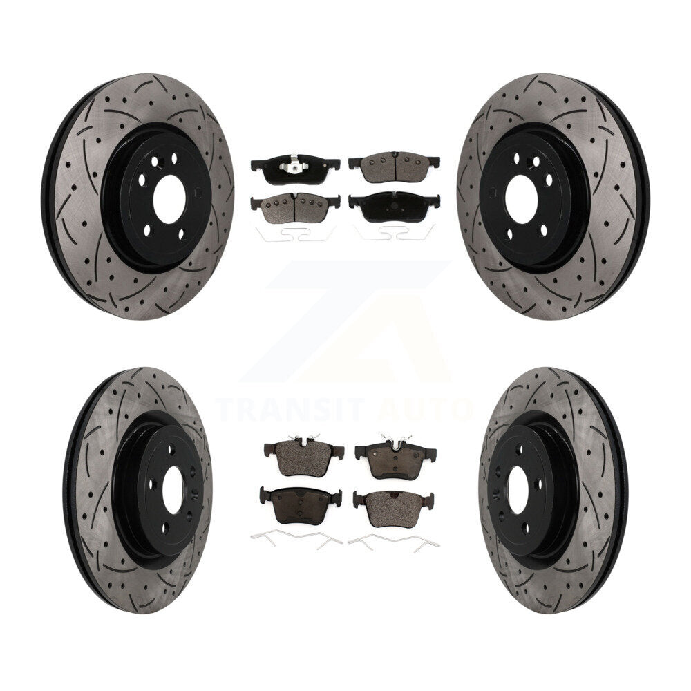 Front Rear Coated Drilled Slotted Disc Brake Rotors And Ceramic Pad Kit For Jaguar F-Pace KDT-101921