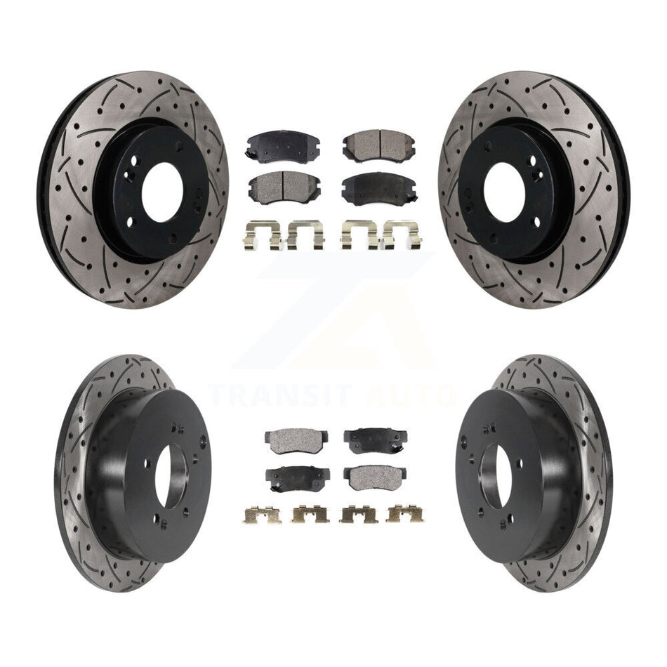 Front Rear Drilled Slot Disc Brake Rotors Ceramic Pad Kit For Hyundai Tucson Kia Sportage KDT-101925