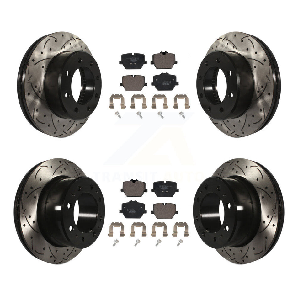Front Rear Drilled Slot Brake Rotors Ceramic Pad Kit For Ram 3500 With Single Wheels KDT-101926
