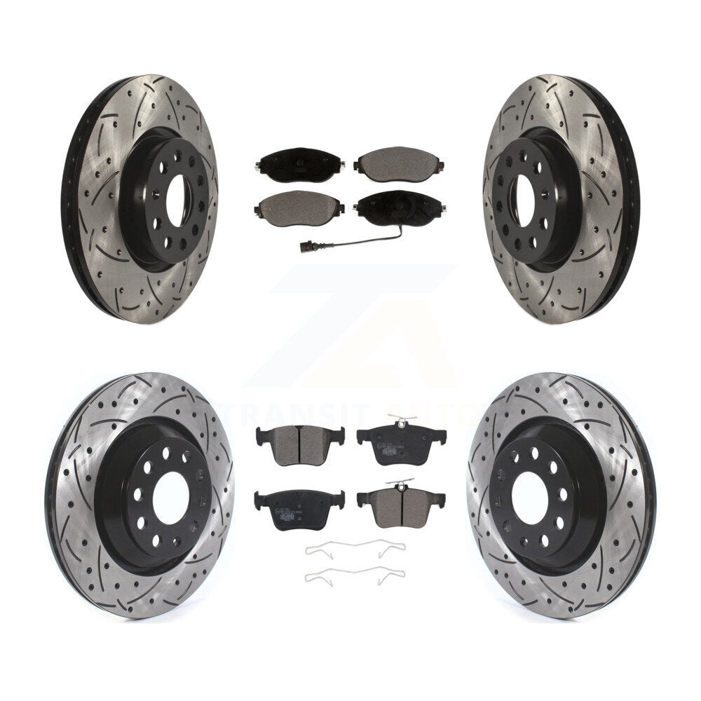 Front Rear Drilled Slot Brake Rotor Ceramic Pad Kit For Volkswagen Arteon Audi A3 Quattro KDT-101927