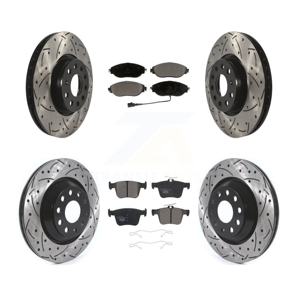 Front Rear Drilled Slot Brake Rotor Ceramic Pad Kit For Volkswagen Arteon Audi A3 Quattro KDT-101927