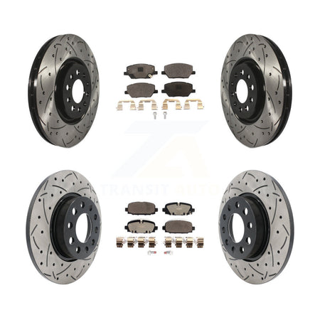 Front Rear Coated Drilled Slotted Disc Brake Rotors Ceramic Pad Kit For 2023 Jeep Compass KDT-101928