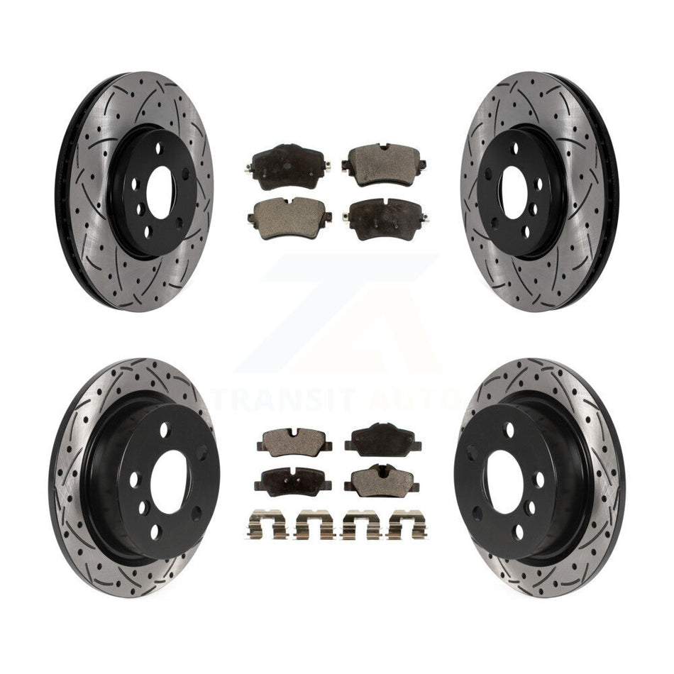 Front Rear Drill Slot Brake Rotors Ceramic Pad Kit For 2022 Mini Cooper S with GAS engine KDT-101929