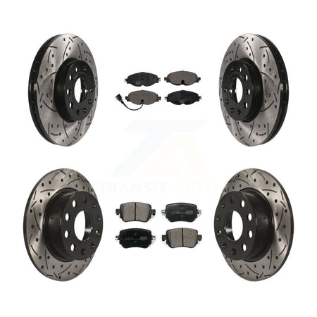 Front Rear Drilled Slot Disc Brake Rotor & Ceramic Pad Kit For Volkswagen Golf SportWagen KDT-101930