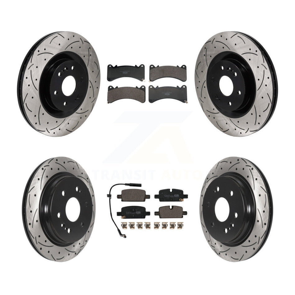 Front Rear Drill Slot Brake Rotor Ceramic Pad Kit For GMC Sierra 1500 Chevrolet Silverado KDT-101932