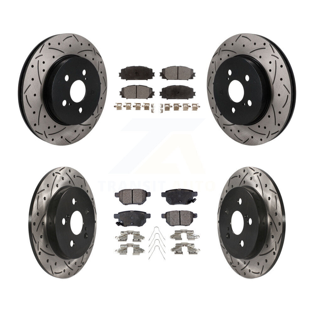 Front Rear Drill Slot Brake Rotors Ceramic Pad Kit For 2019 Toyota Prius Prime From 05 19 KDT-101933