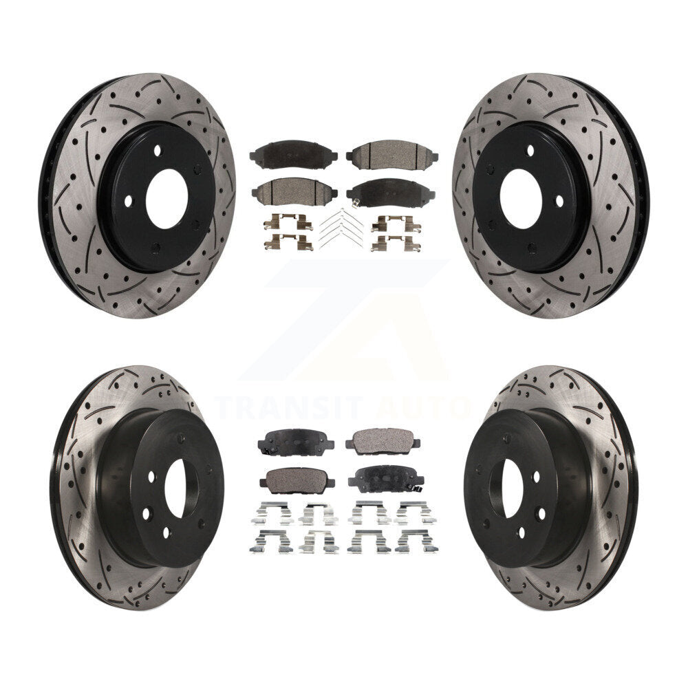 Front Rear Coated Drilled Slotted Disc Brake Rotors And Ceramic Pads Kit For Nissan LEAF KDT-101934