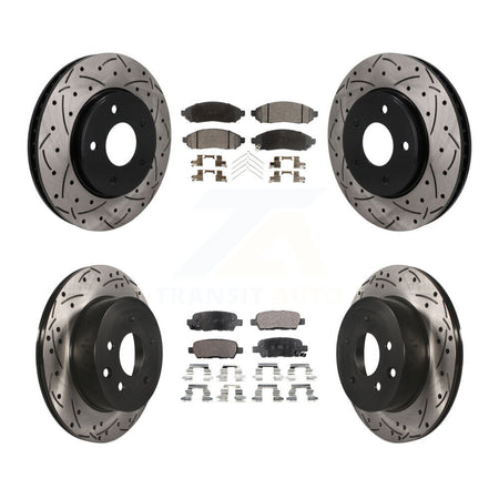 Front Rear Coated Drilled Slotted Disc Brake Rotors And Ceramic Pads Kit For Nissan LEAF KDT-101934