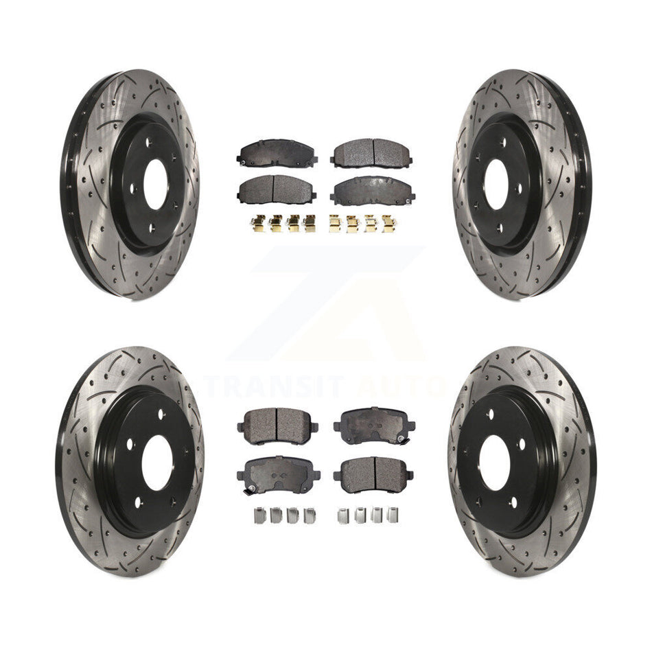 Front Rear Coated Drilled Slotted Disc Brake Rotors Ceramic Pad Kit For Volkswagen Routan KDT-101939