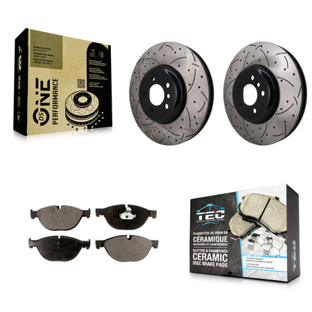 Front Coat Drill Slot Disc Brake Rotors Ceramic Pad Kit For BMW 750i xDrive 750Li 550i GT KDT-101942