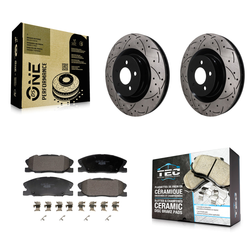 Front Coated Drilled Slotted Disc Brake Rotors And Ceramic Pads Kit For Dodge Charger KDT-101944