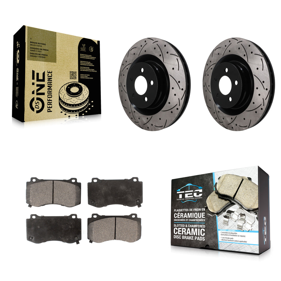 Front Drilled Slot Brake Rotors Ceramic Pad Kit For Dodge Charger Chrysler 300 Challenger KDT-101945