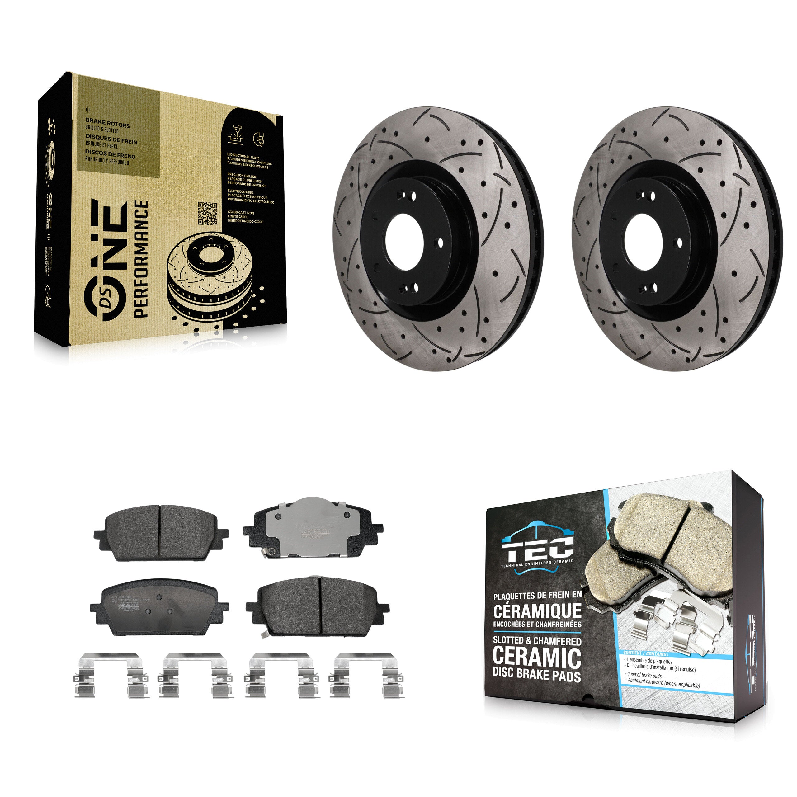 Front Drilled Slot Disc Brake Rotor Ceramic Pad Kit For Hyundai Santa Fe Kia Sorento Cruz KDT-101949