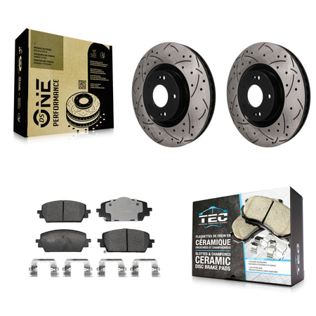 Front Drilled Slot Disc Brake Rotor Ceramic Pad Kit For Hyundai Santa Fe Kia Sorento Cruz KDT-101949