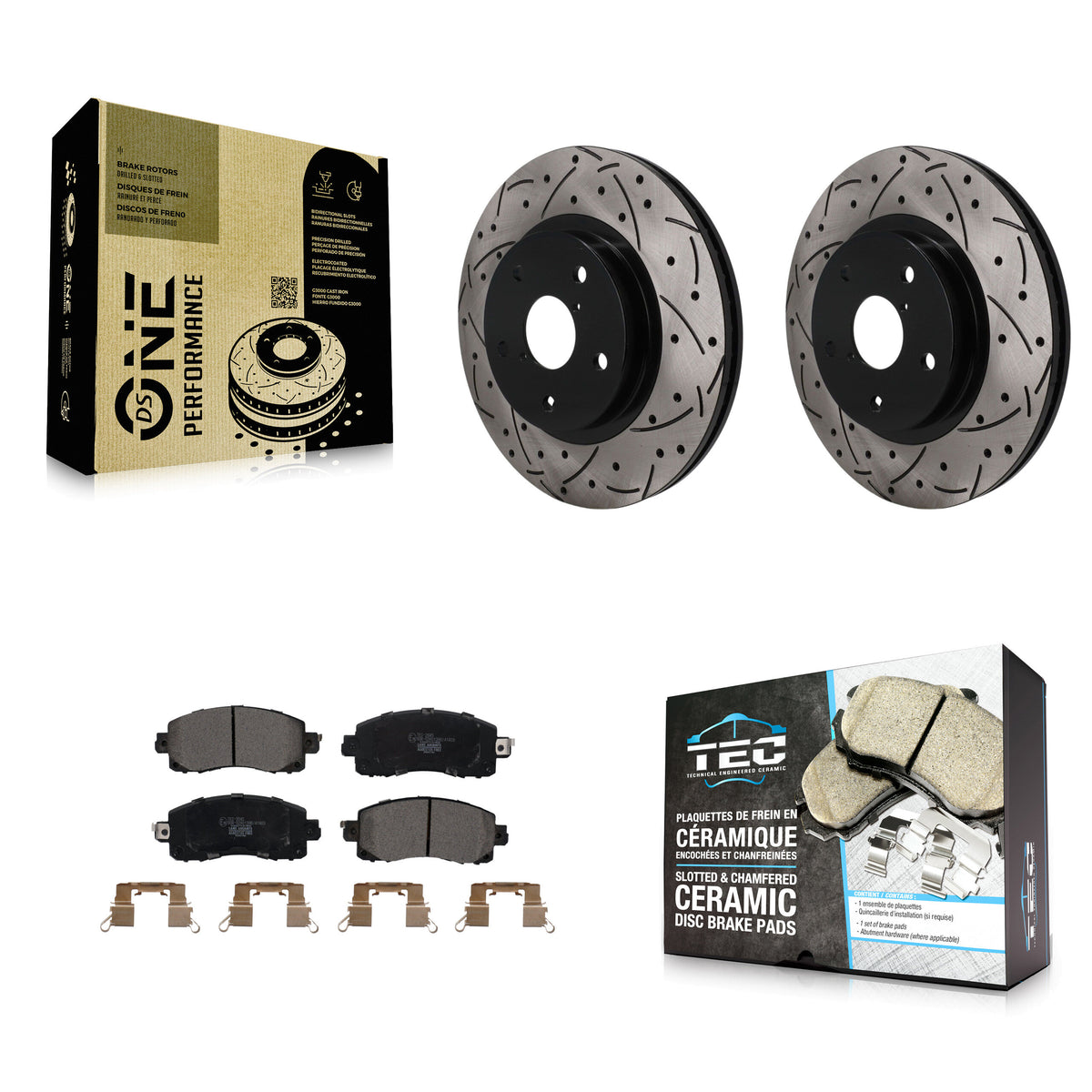 Front Coated Drilled Slotted Disc Brake Rotors And Ceramic Pads Kit For Subaru Forester KDT-101953