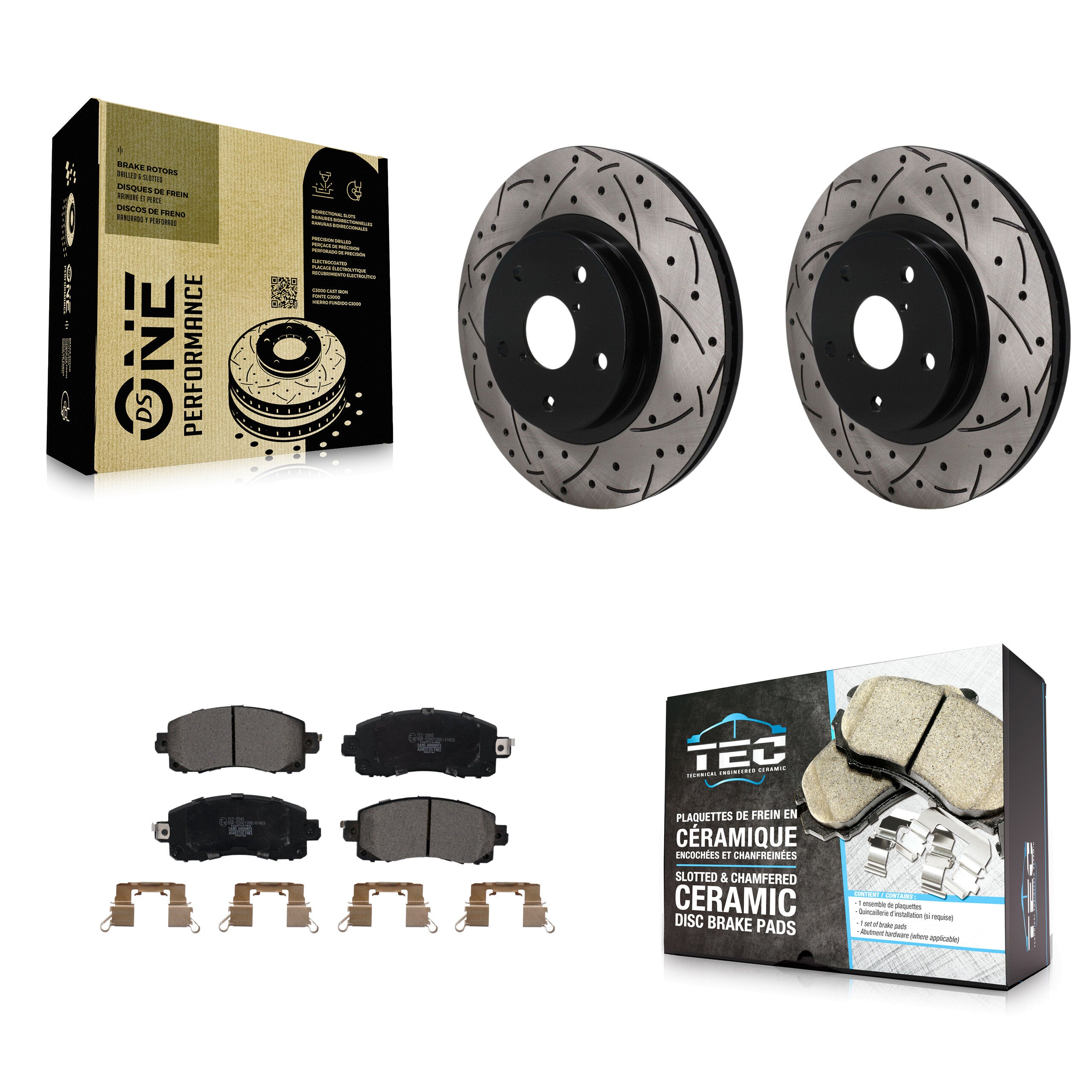 Front Coated Drilled Slotted Disc Brake Rotors And Ceramic Pads Kit For Subaru Forester KDT-101953