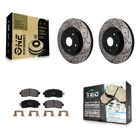 Front Coated Drilled Slotted Disc Brake Rotors And Ceramic Pads Kit For Subaru Forester KDT-101953