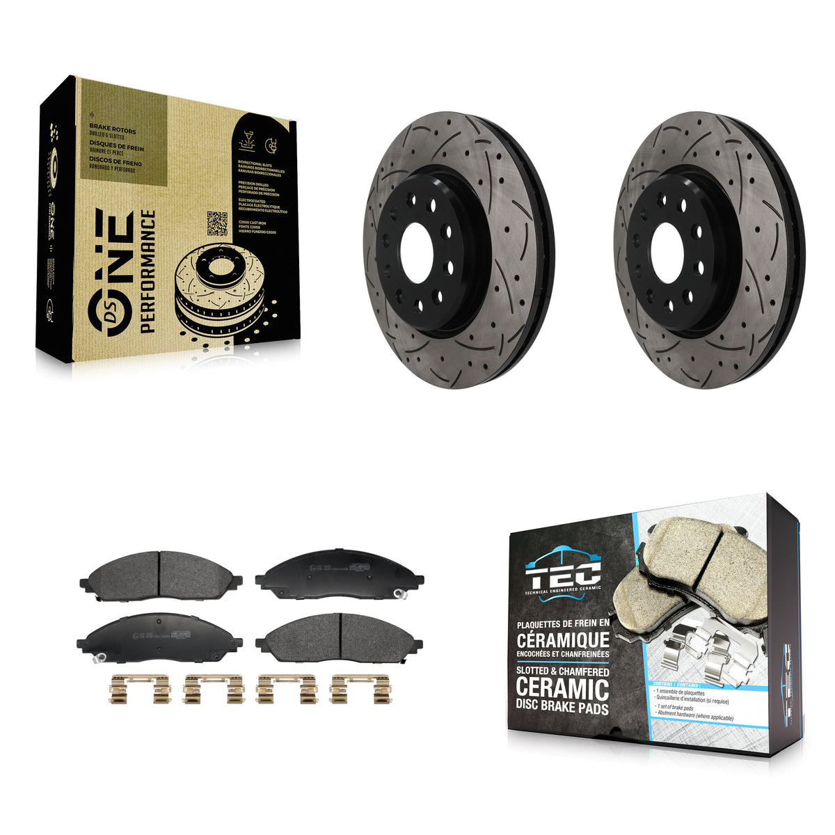 Front Drilled Slot Disc Brake Rotor & Ceramic Pad Kit For 2022-2023 Jeep Grand Cherokee L KDT-101958