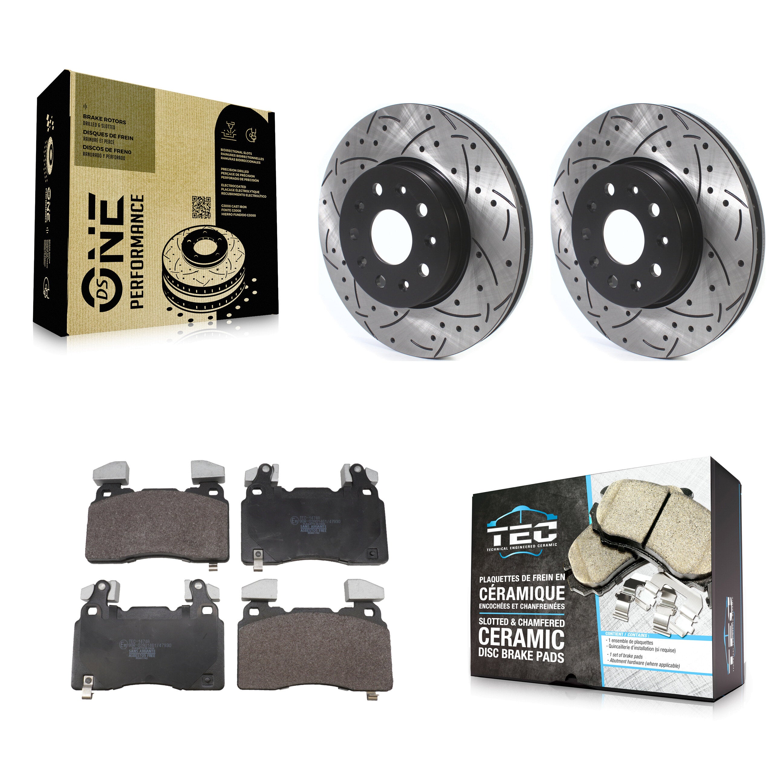 Front Coat Drill Slot Disc Brake Rotors Ceramic Pad Kit For Cadillac CTS Chevrolet Camaro KDT-101961