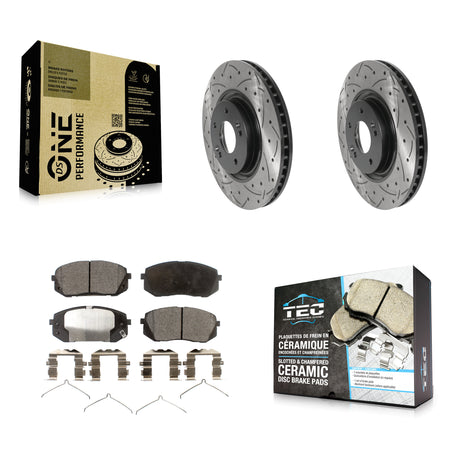Front Coated Drilled Slotted Disc Brake Rotors And Ceramic Pads Kit For Kia Optima KDT-101964