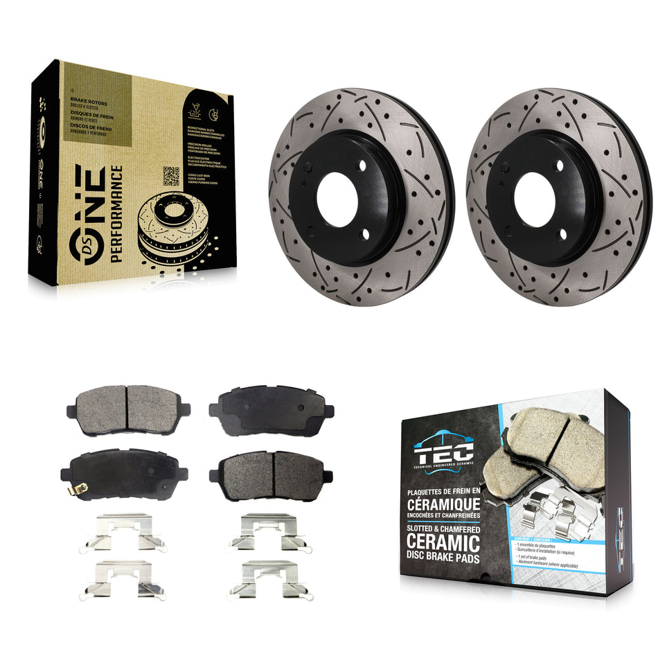 Front Coated Drilled Slotted Disc Brake Rotors And Ceramic Pads Kit For Ford Fiesta KDT-101965