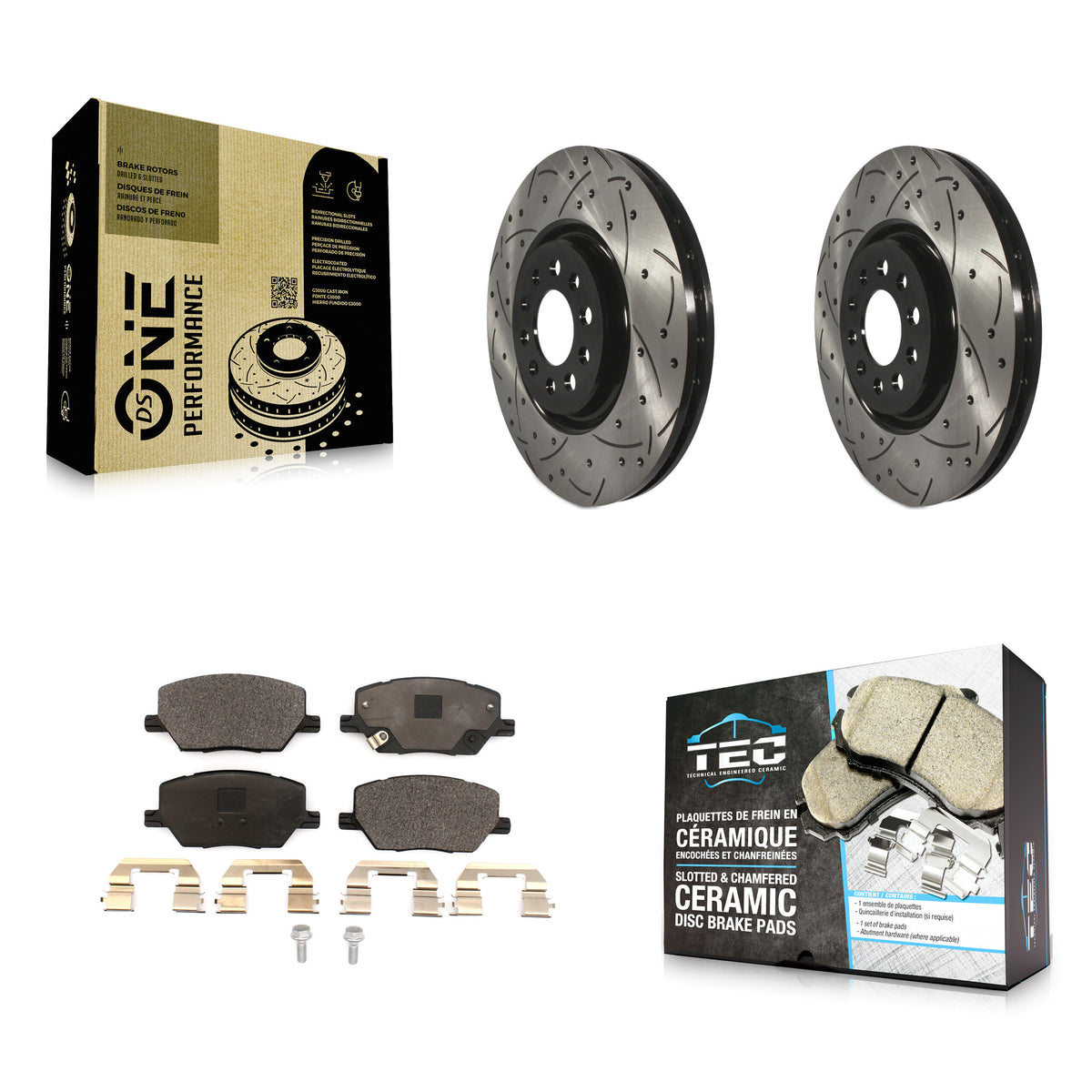 Front Coat Drill Slot Disc Brake Rotor Ceramic Pad Kit For 2023 Jeep Compass Dodge Hornet KDT-101974
