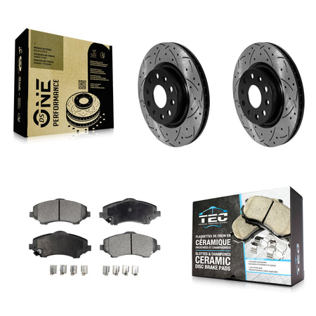 Front Coated Drilled Slotted Disc Brake Rotors And Ceramic Pads Kit For Jeep Wrangler KDT-101983