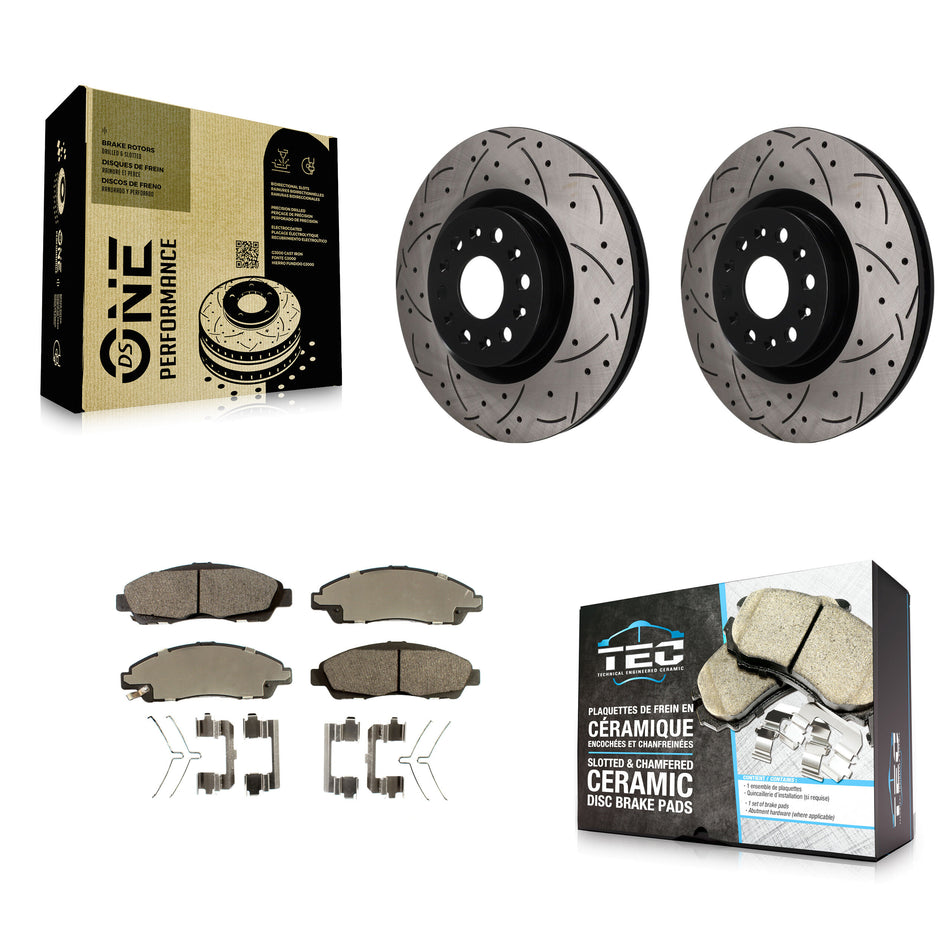 Front Coat Drill Slot Disc Brake Rotor Ceramic Pad Kit For Cadillac XT5 Buick Enclave XT6 KDT-101985