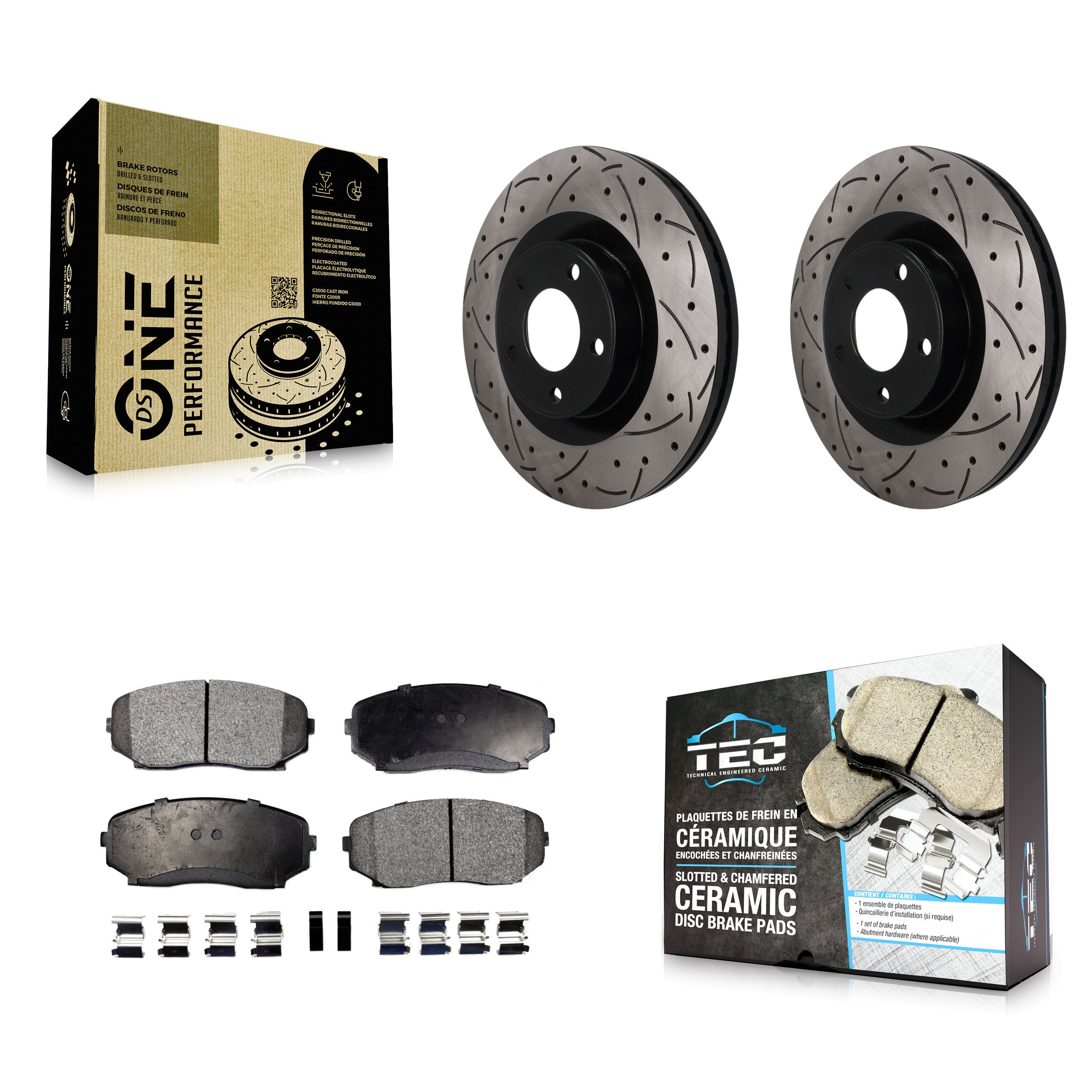 Front Coated Drilled Slotted Disc Brake Rotor & Ceramic Pad Kit For Ford Edge Lincoln MKX KDT-101987