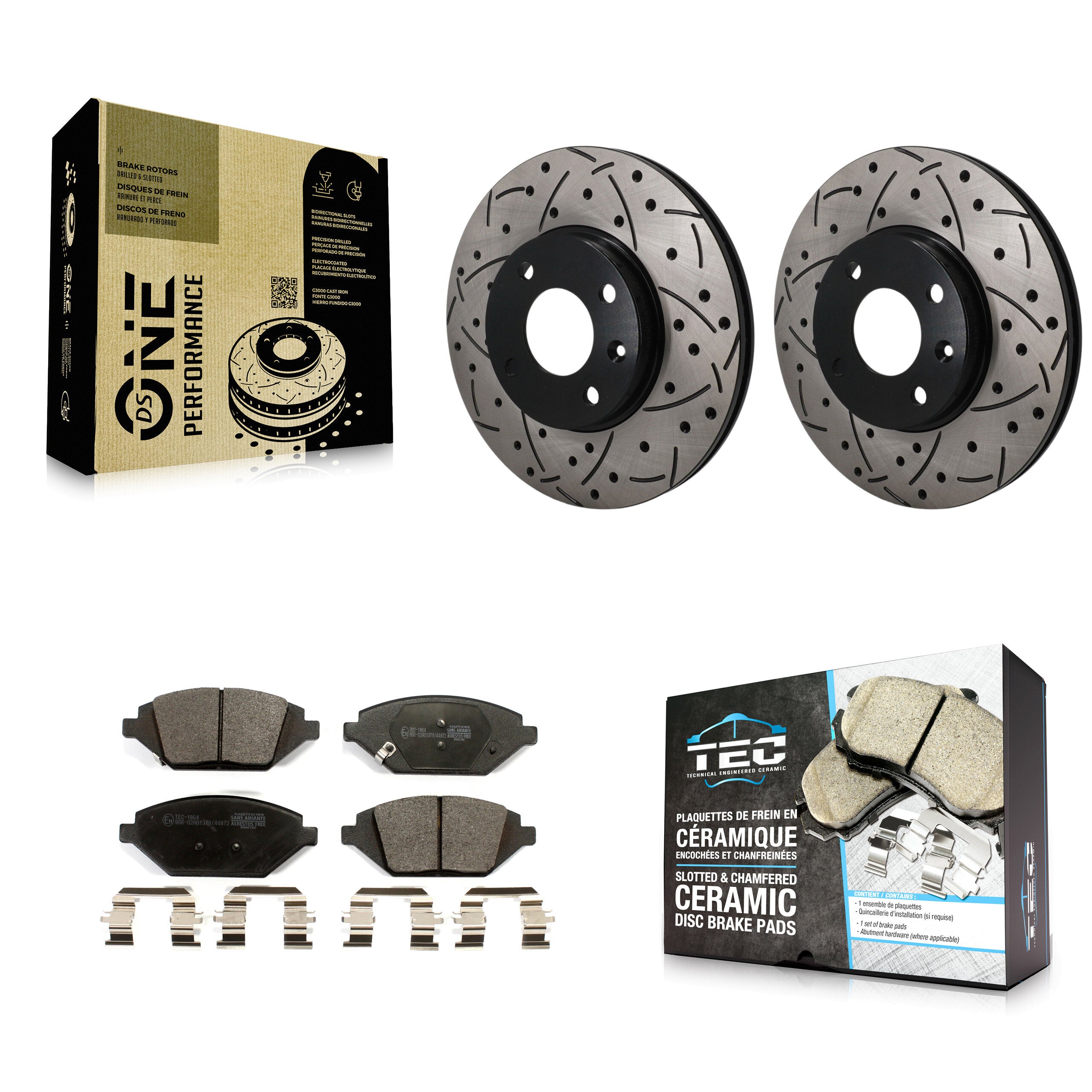 Front Coated Drilled Slot Disc Brake Rotors Ceramic Pad Kit For 2016-2022 Chevrolet Spark KDT-101989
