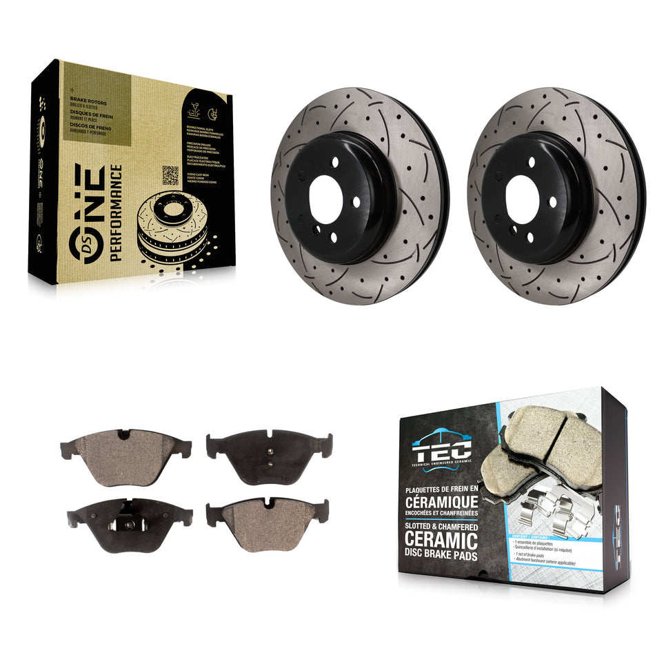 Front Drilled Slot Brake Rotor Ceramic Pad Kit For BMW 535i xDrive 535d 640i Gran Coupe 5 KDT-101994