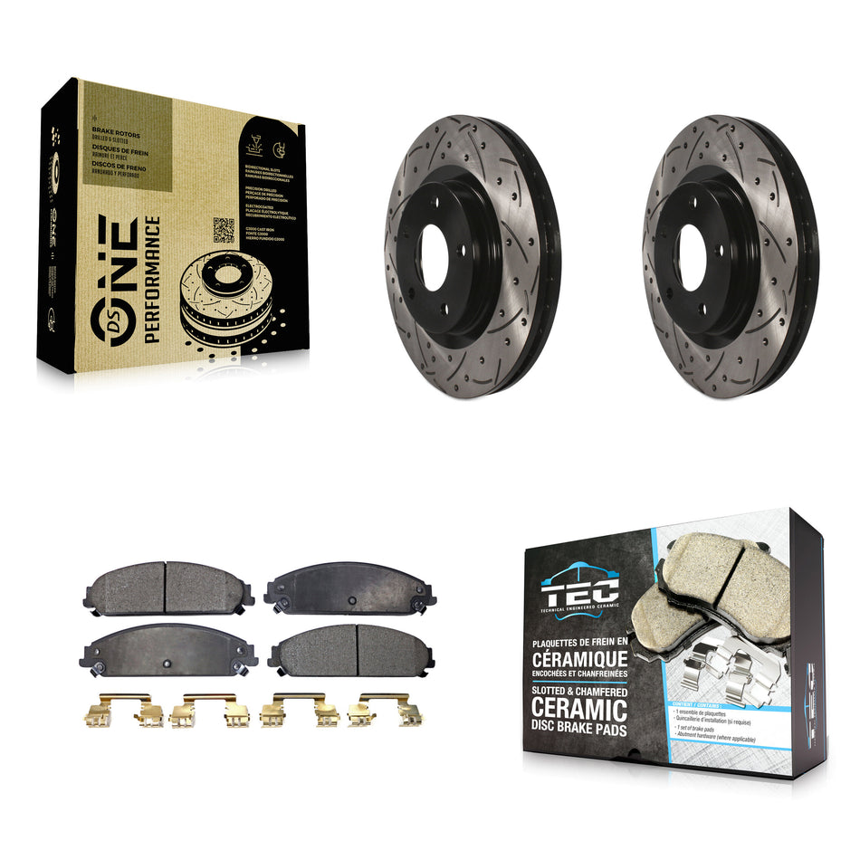 Front Coat Drill Slot Disc Brake Rotors Ceramic Pad Kit For 2008-2009 Dodge Caliber SRT-4 KDT-101999
