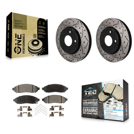 Front Drill Slot Brake Rotor Ceramic Pad Kit For Nissan NV200 LEAF Chevrolet City Express KDT-102003