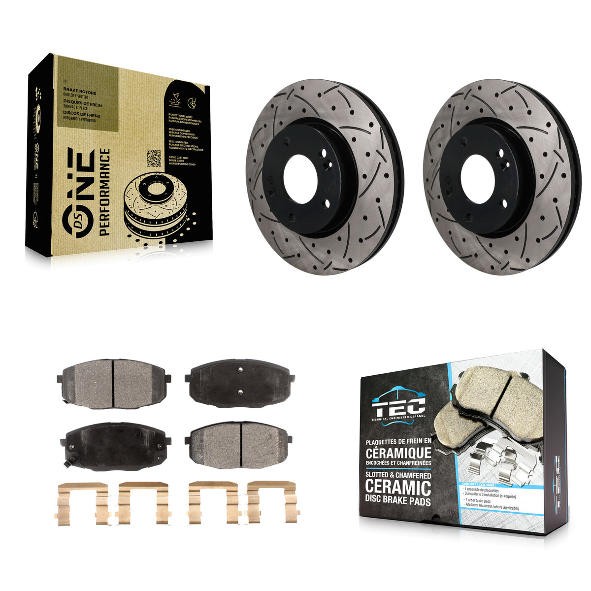 Front Coated Drilled Slotted Disc Brake Rotors And Ceramic Pads Kit For Hyundai Elantra KDT-102005