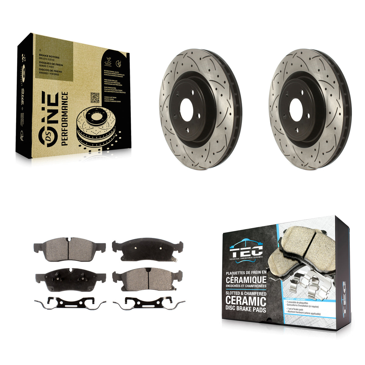 Front Coated Drilled Slotted Disc Brake Rotors And Ceramic Pads Kit For Dodge Durango KDT-102013