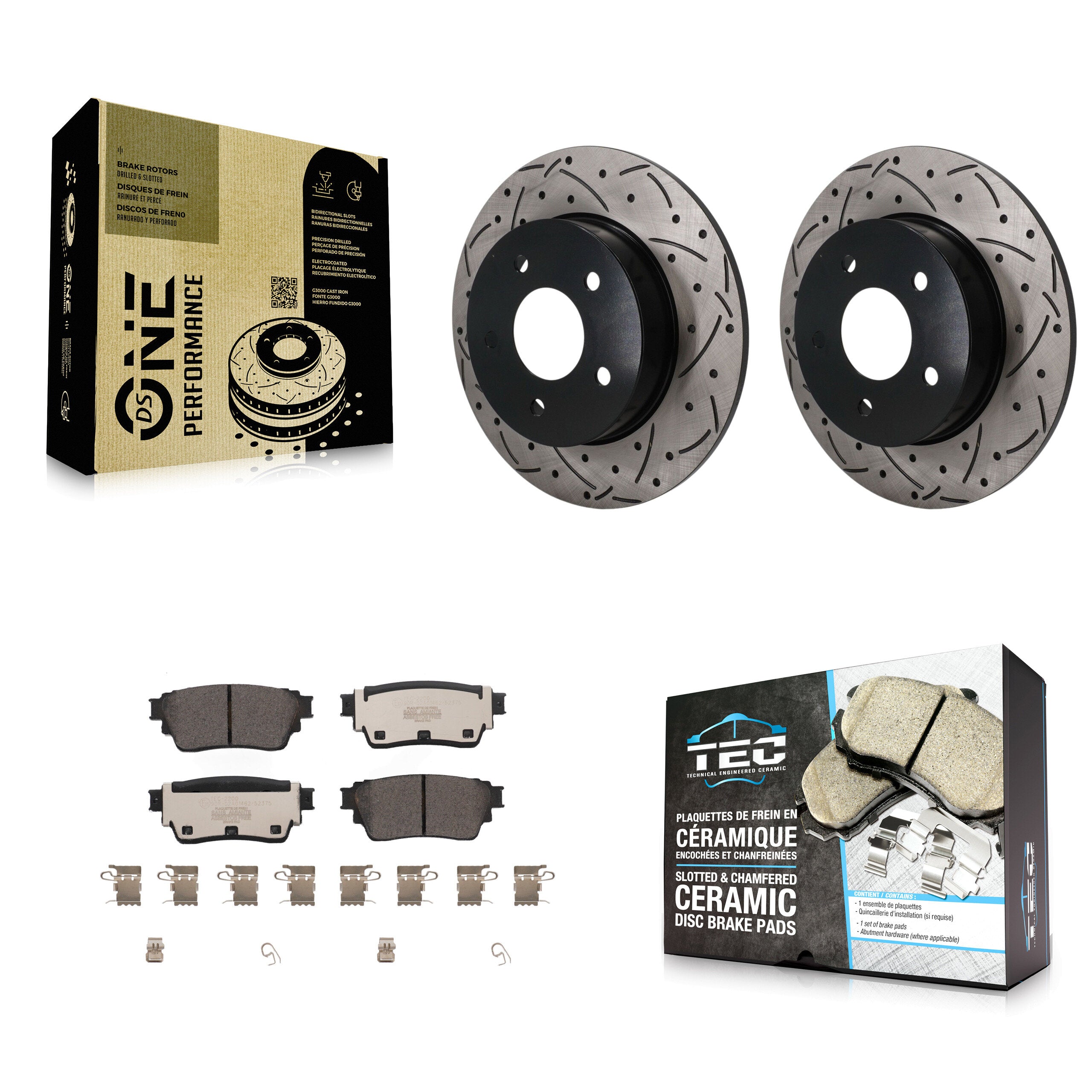 Rear Coated Drilled Slotted Disc Brake Rotors And Ceramic Pad Kit For Nissan Kicks Altima KDT-102023