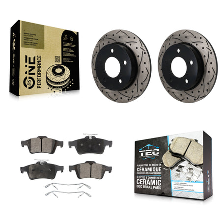 Rear Coated Drilled Slotted Disc Brake Rotors And Ceramic Pads Kit For Mazda 3 Sport KDT-102027