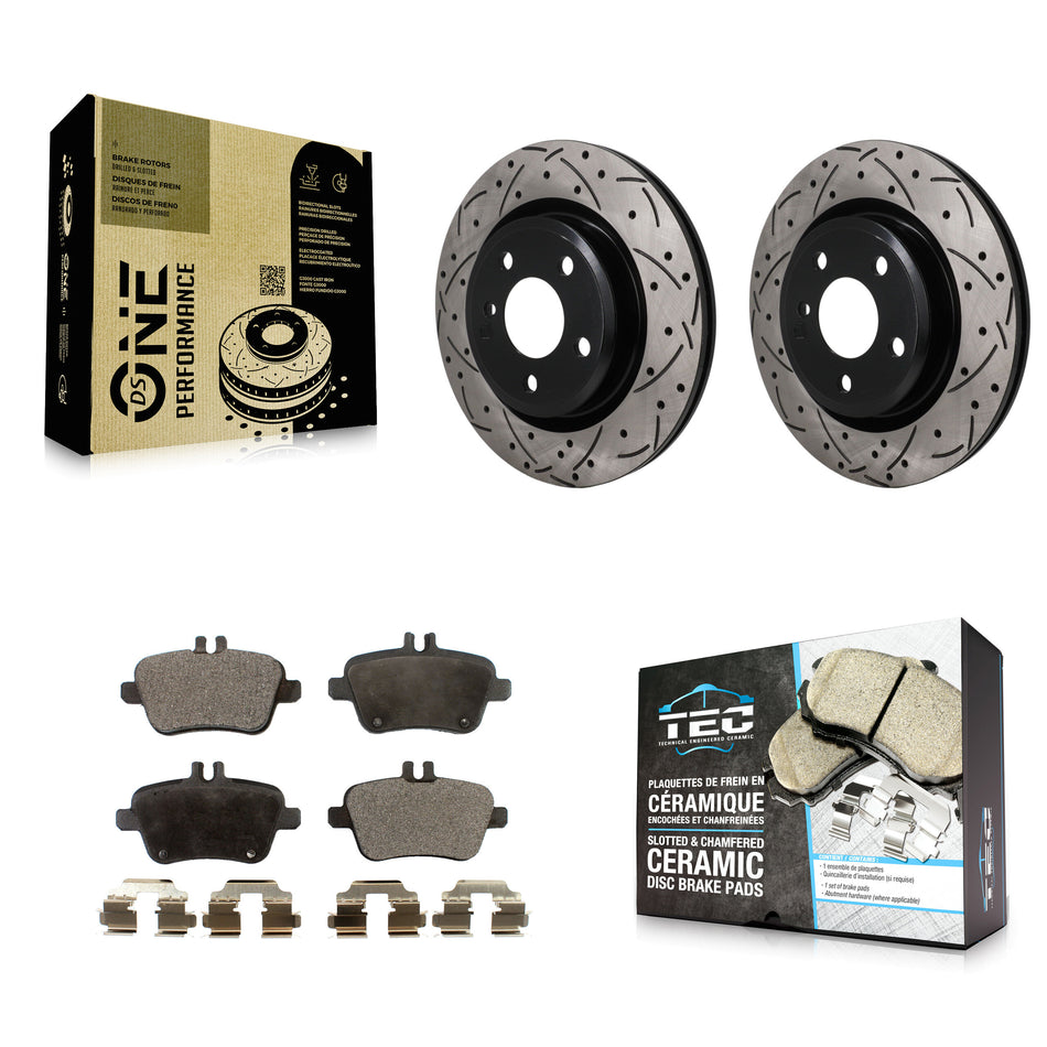 Rear Drill Slot Brake Rotor Ceramic Pad Kit For Mercedes-Benz GLA250 CLA250 INFINITI QX30 KDT-102029