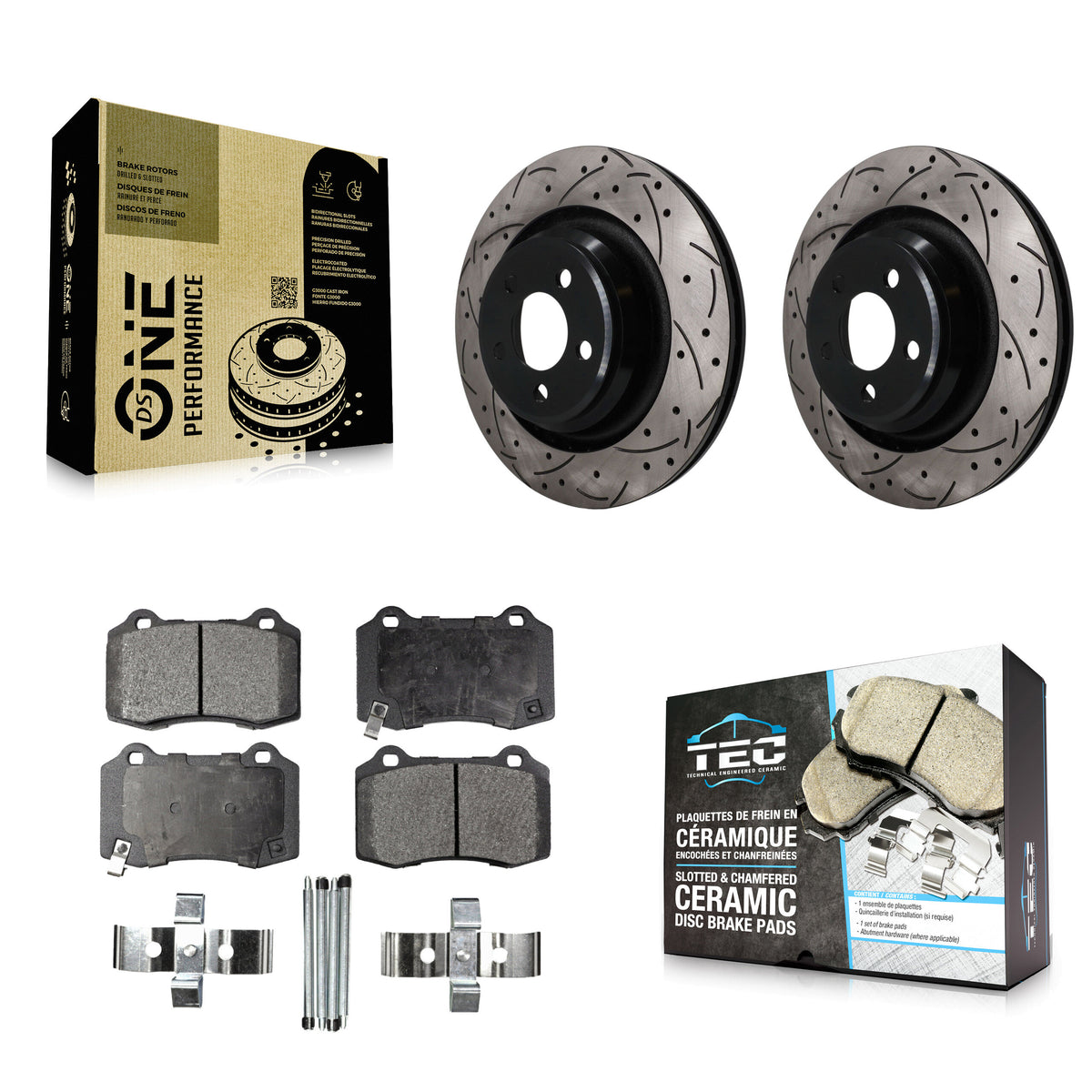 Rear Drilled Slot Brake Rotor & Ceramic Pad Kit For Dodge Charger Chrysler 300 Challenger KDT-102030
