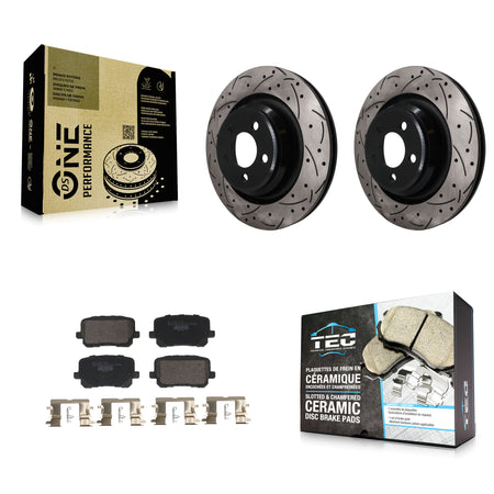 Rear Coated Drilled Slotted Disc Brake Rotors And Ceramic Pads Kit For Dodge Charger KDT-102031