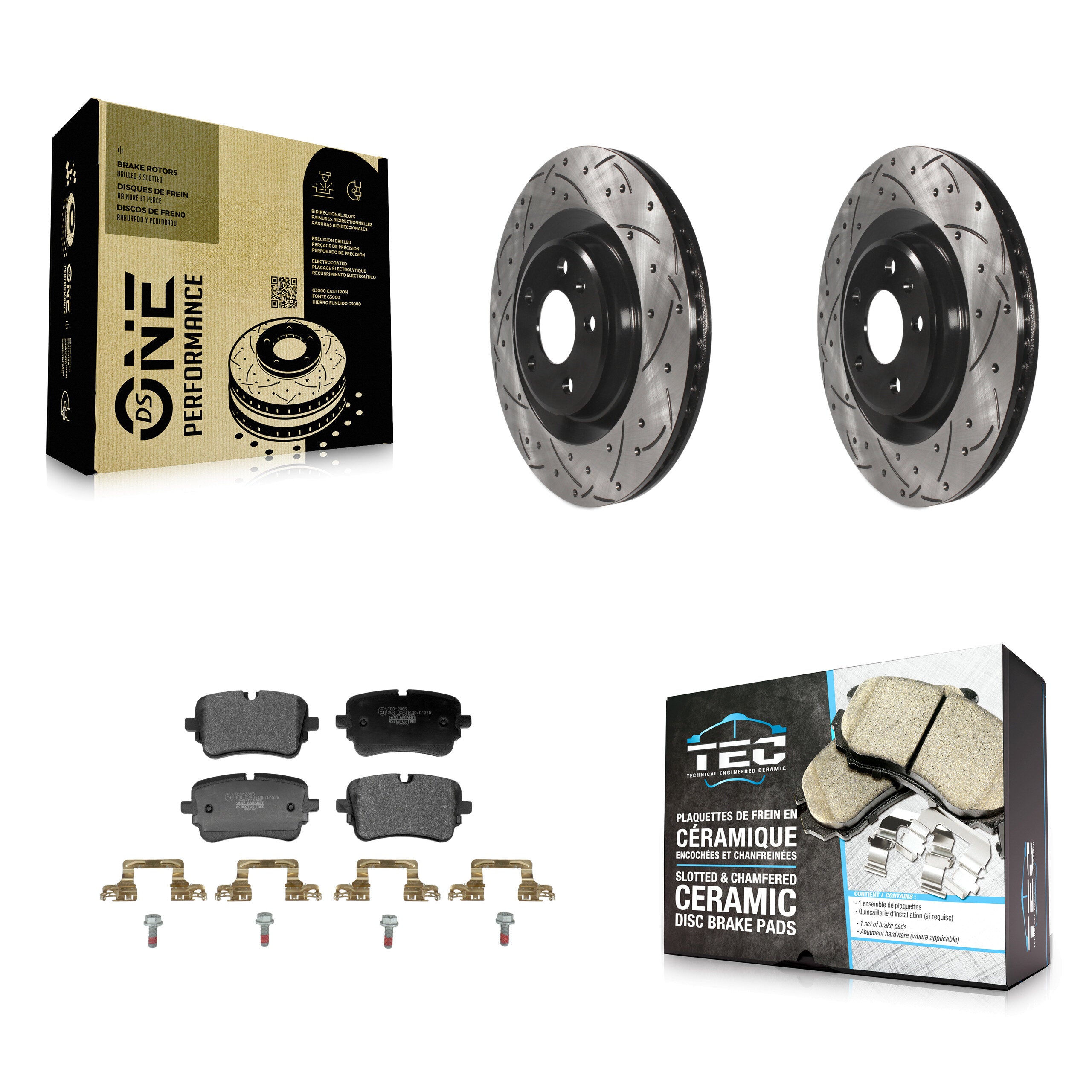 Rear Drilled Slot Brake Rotors Ceramic Pad Kit For Audi S8 With 330mm Diameter Rotor KDT-102037