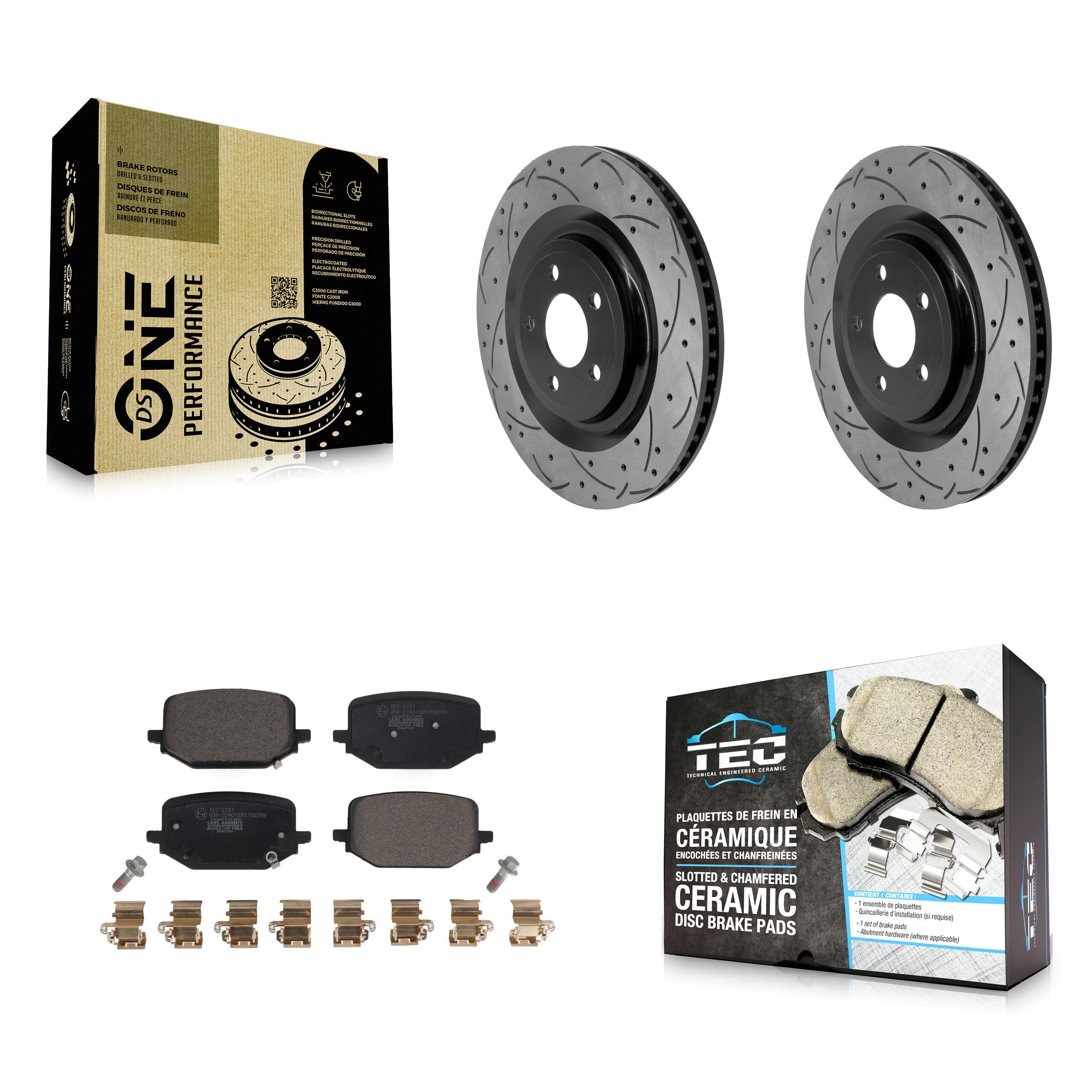 Rear Drill Slot Disc Brake Rotor Ceramic Pad Kit For Ford Explorer Lincoln Aviator Police KDT-102046