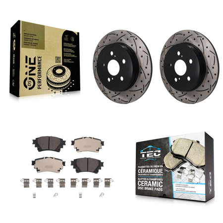 Rear Coated Drilled Slotted Disc Brake Rotors And Ceramic Pads Kit For Toyota Corolla KDT-102053