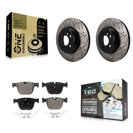 Rear Coat Drill Slot Disc Brake Rotor Ceramic Pad Kit For BMW 535i GT xDrive 740Li 740i 7 KDT-102058