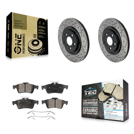 Rear Drill Slot Brake Rotors Ceramic Pad Kit For 2016 Jaguar XJ With Manual Parking KDT-102060