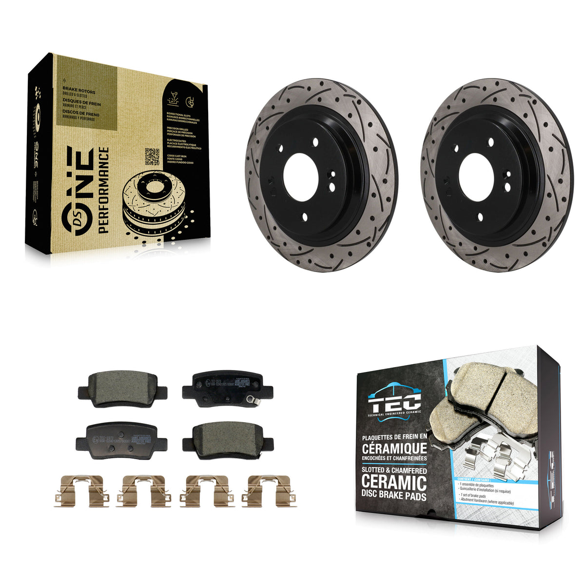 Rear Drilled Slot Brake Rotors Ceramic Pad Kit For Kia Seltos With Electric Parking KDT-102068